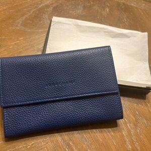Longchamp Le Foulonne Blue Grained Leather Wallet